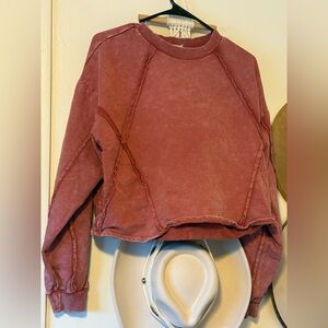 LIKE NEW ✨ Raw edge cropped mauve / rose pink sweatshirt
